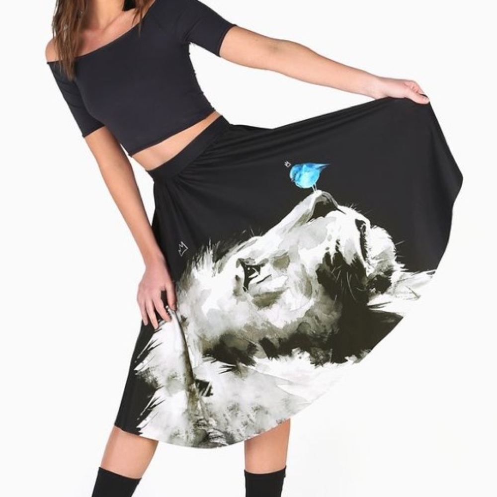 The King and the Princess Pocket Midi Skirt.           BlackMilk